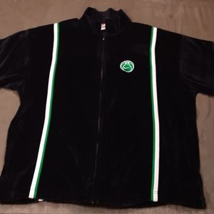 Nike Men's Shirt Jacket Size XL Black Velour Vintage Green White EUC